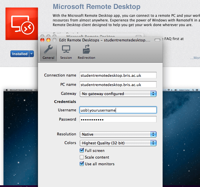 microsoft remote desktop connection for mac os x 10.8.5